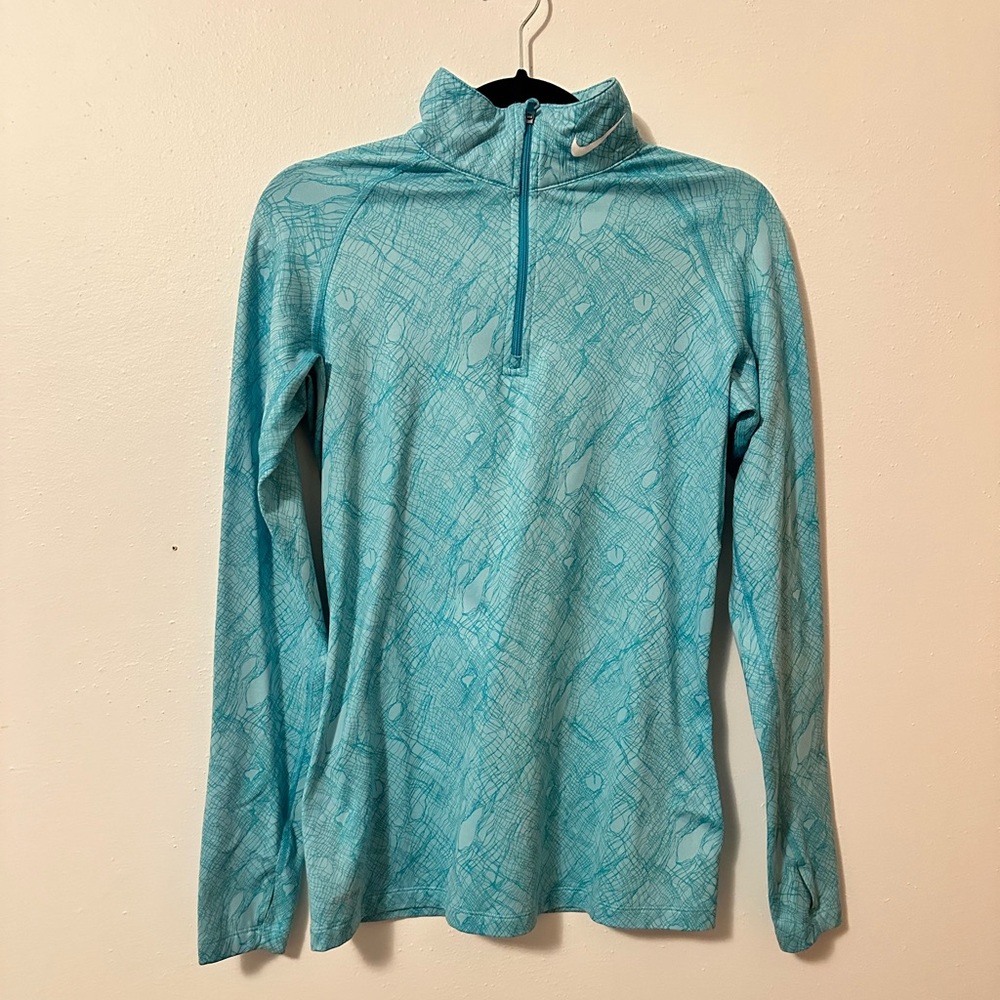 Nike Pro Combat Dri-Fit Therma-Fit Women’s Blue Fitted 1/4 Zip Pullover